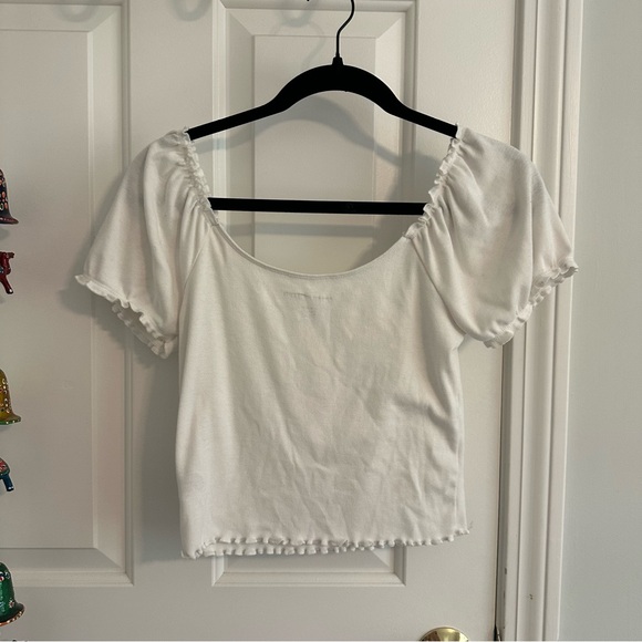 American Eagle White Babydoll Crop Top Medium - Picture 4 of 5